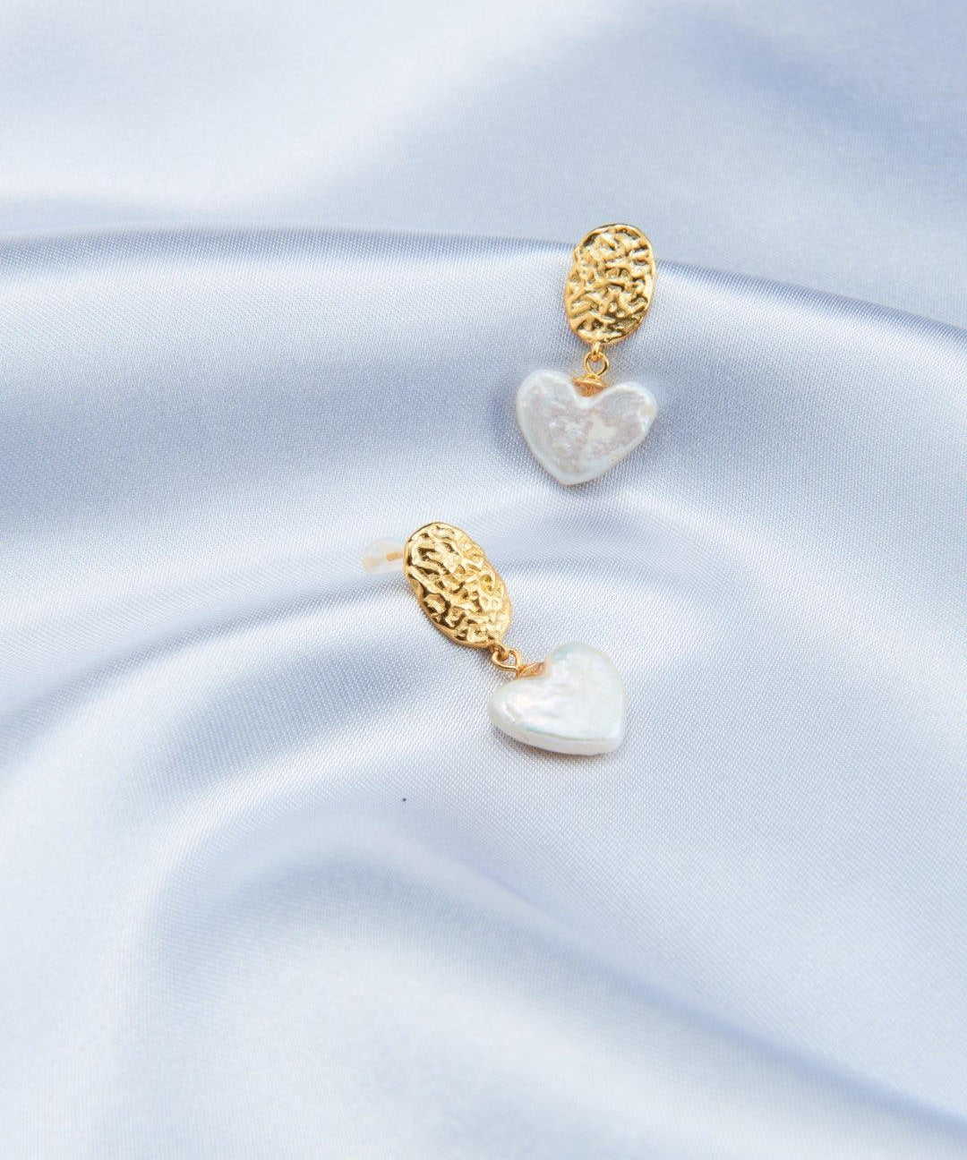 Vintage Heart Baroque Pendant Drop Earrings - Gembea Jewelry