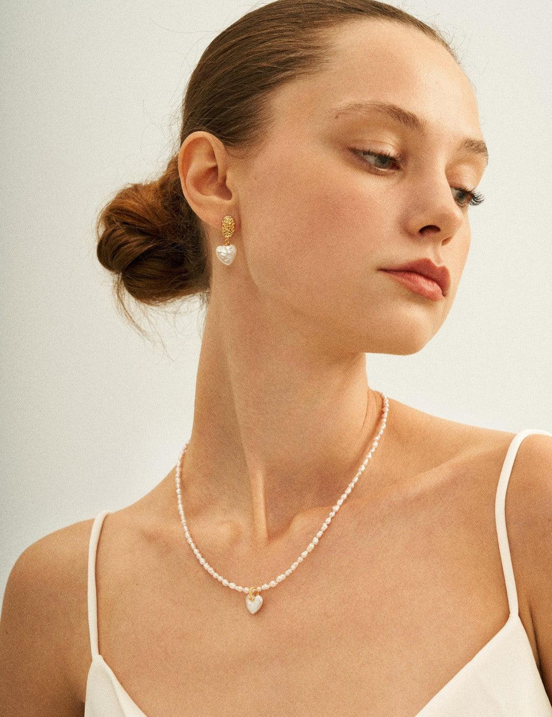 Vintage Heart Baroque Pendant Drop Earrings - Gembea Jewelry