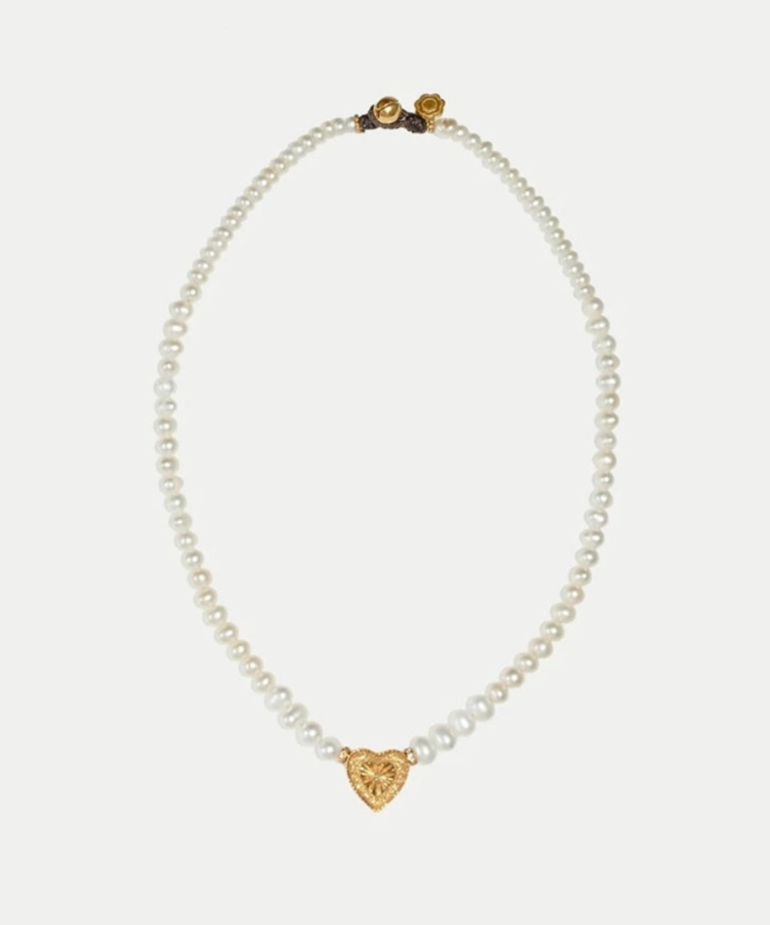Vintage Heart Pendant Freshwater Pearl Beaded Necklace gembea jewelry