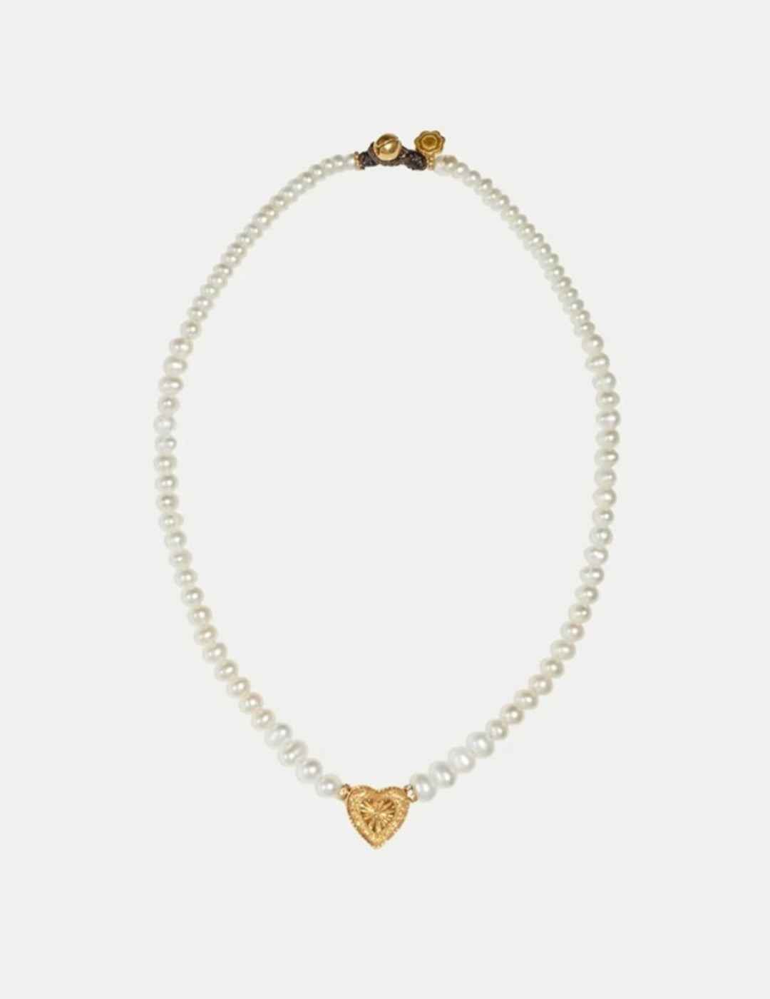 Vintage Heart Pendant Freshwater Pearl Beaded Necklace gembea jewelry