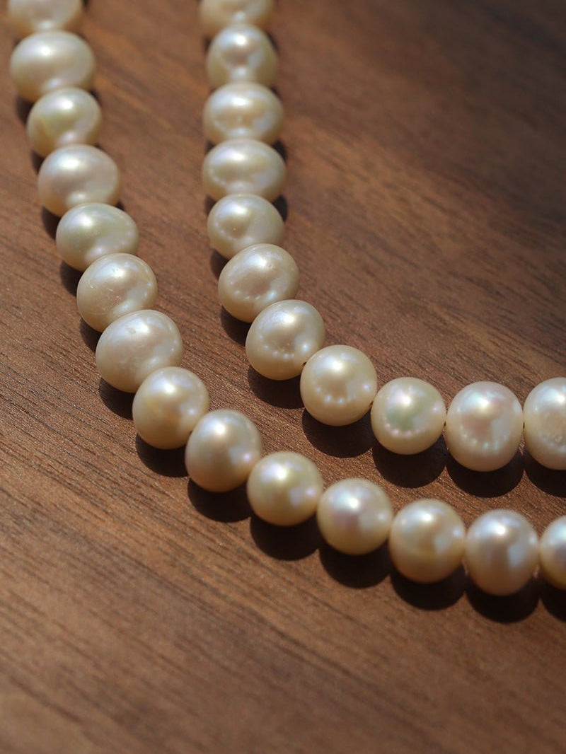 Vintage Heart Pendant Freshwater Pearl Beaded Necklace gembea jewelry