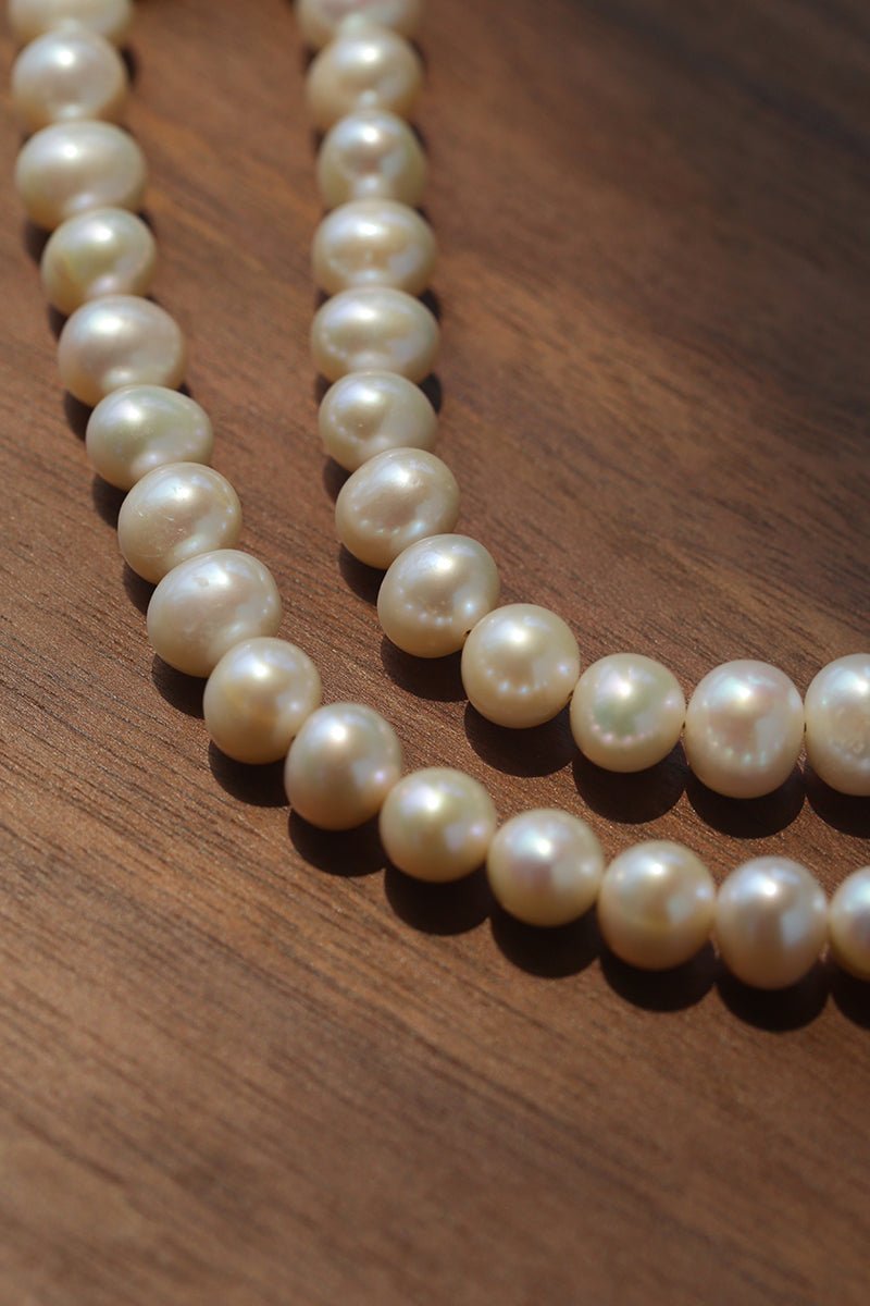 Vintage Heart Pendant Freshwater Pearl Beaded Necklace gembea jewelry