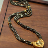 Vintage Heart Pendant Gold Ore Stone Necklace gembea jewelry