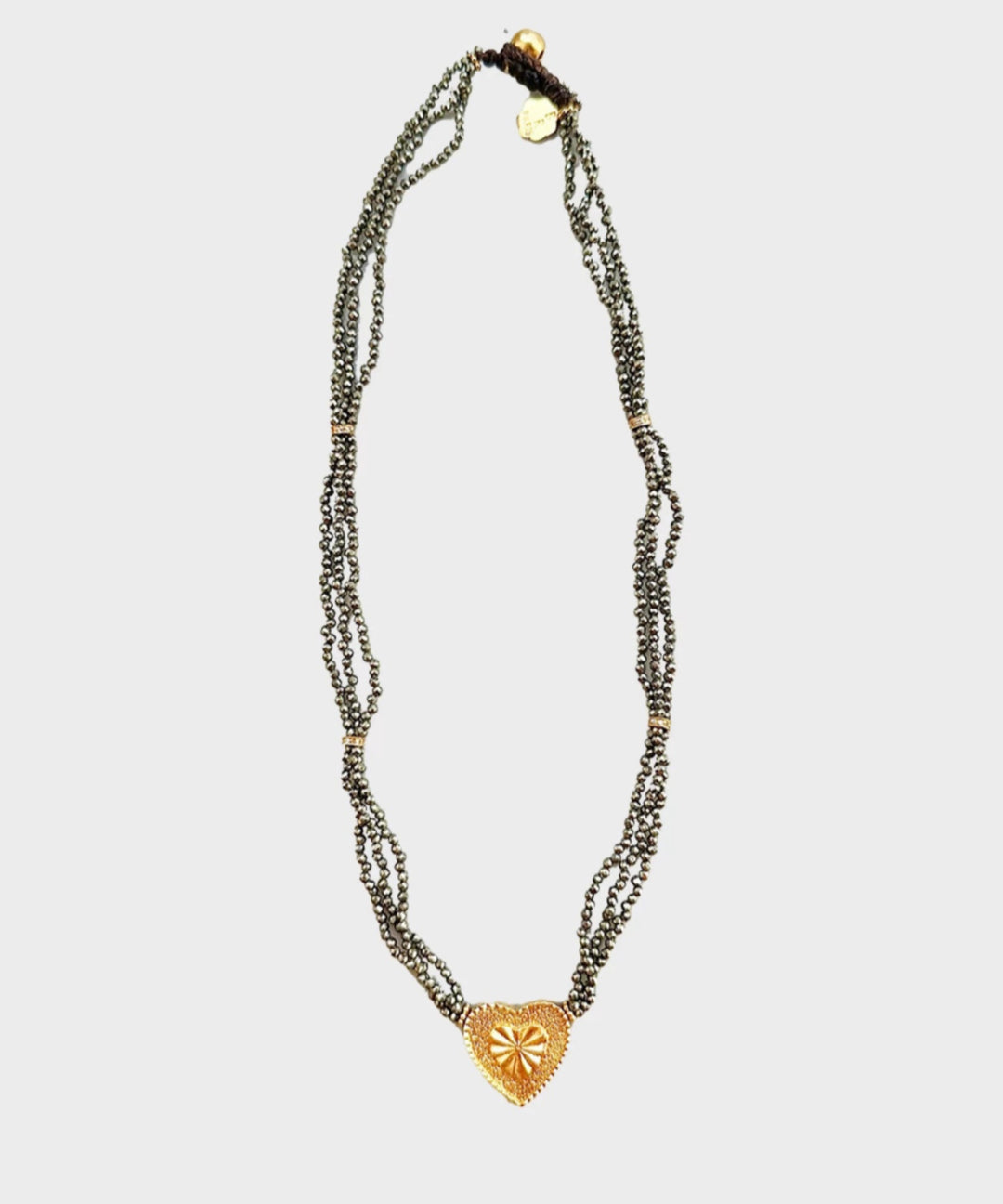 Vintage Heart Pendant Gold Ore Stone Necklace gembea jewelry