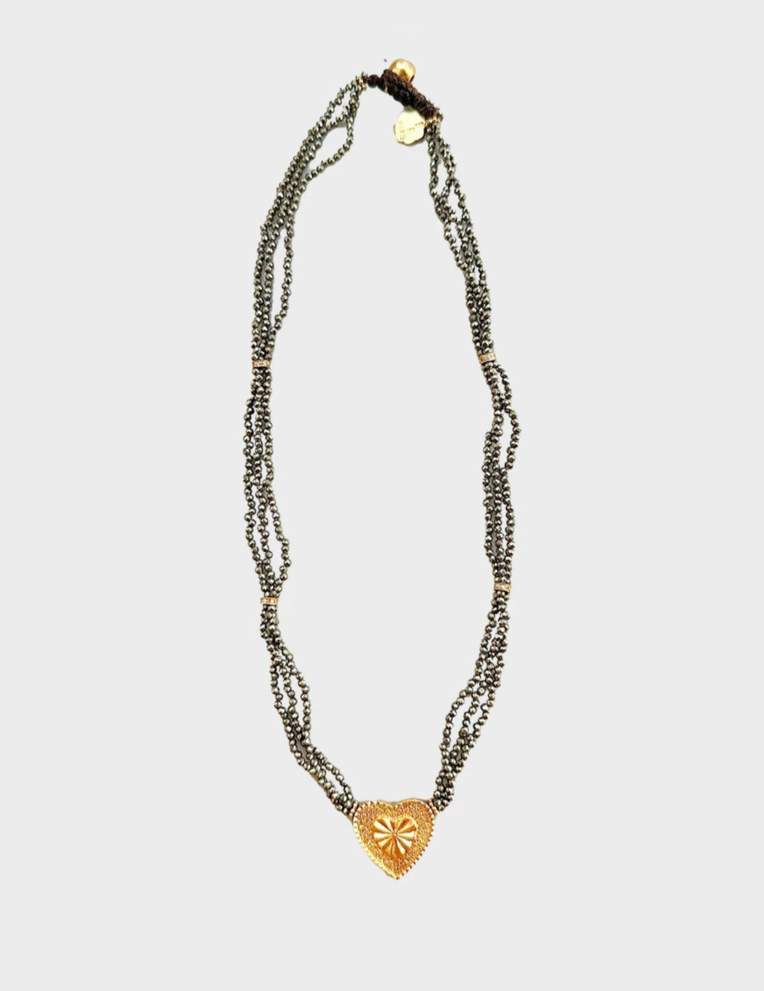 Vintage Heart Pendant Gold Ore Stone Necklace gembea jewelry