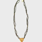 Vintage Heart Pendant Gold Ore Stone Necklace gembea jewelry