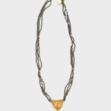 Vintage Heart Pendant Gold Ore Stone Necklace gembea jewelry