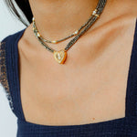 Vintage Heart Pendant Gold Ore Stone Necklace gembea jewelry