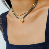 Vintage Heart Pendant Gold Ore Stone Necklace gembea jewelry