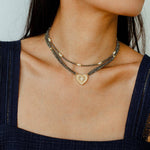 Vintage Heart Pendant Gold Ore Stone Necklace gembea jewelry