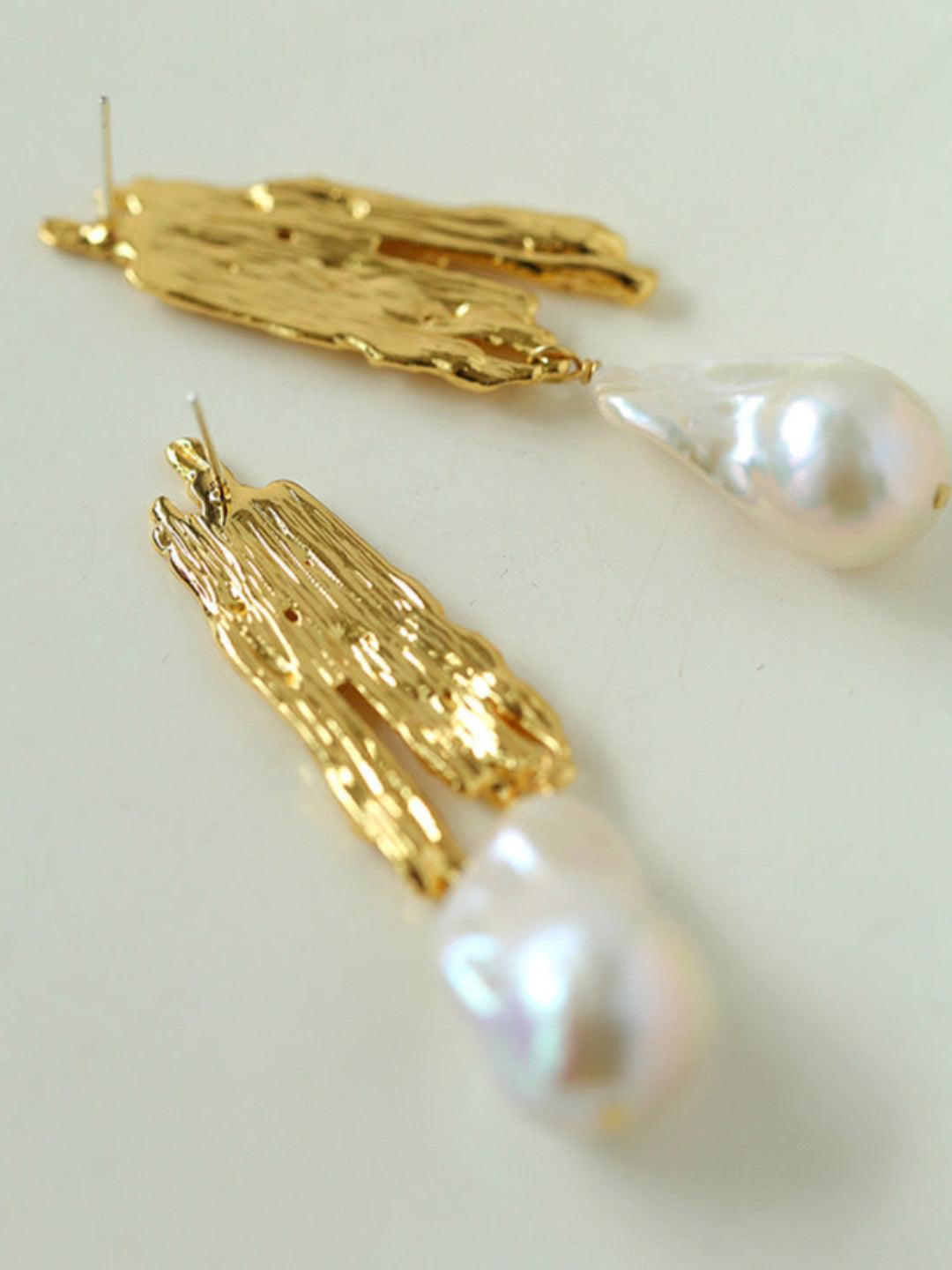 Vintage Lava Texture Natural Baroque Pearl Earrings - Gembea Jewelry