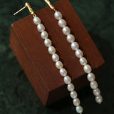 Vintage Long Pearl Beaded Drop Earrings GEMBEA JEWELRY