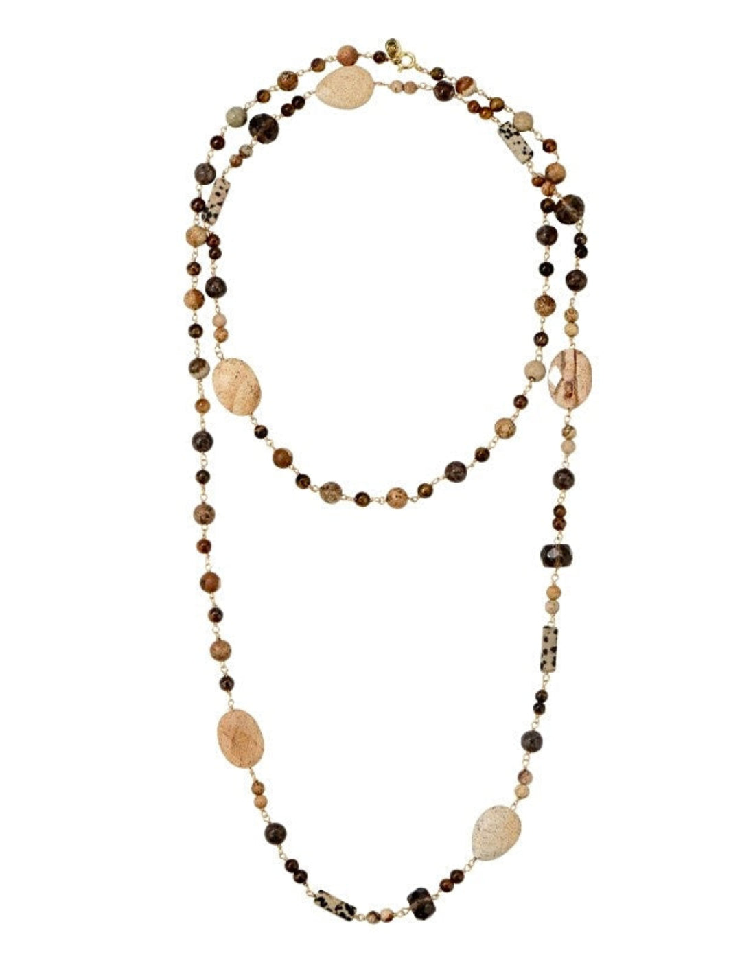 Vintage Long Woven Picture Gemstone Necklace gembea jewelry