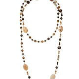Vintage Long Woven Picture Gemstone Necklace gembea jewelry