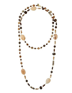 Vintage Long Woven Picture Gemstone Necklace gembea jewelry