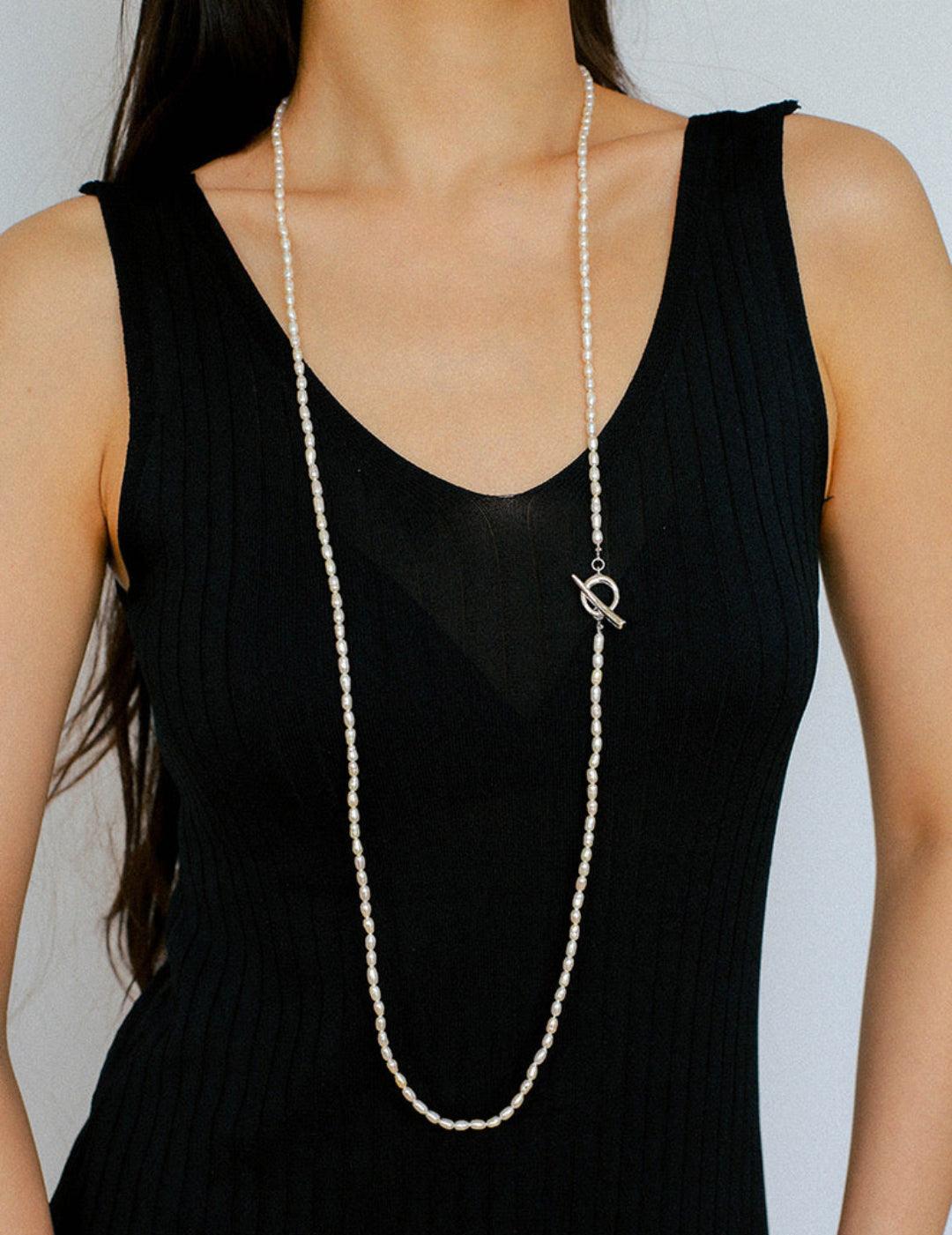 Vintage Natural Long Pearl Necklace Multi-ayer Sweater Chain - Gembea Jewelry