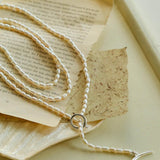 Vintage Natural Long Pearl Necklace Multi-ayer Sweater Chain - Gembea Jewelry