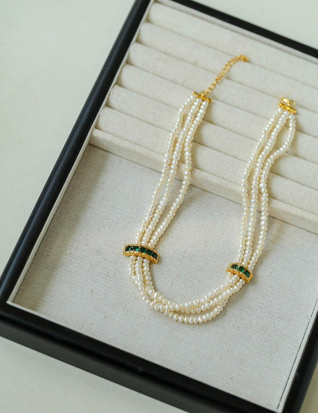 Vintage Multi-layered Natural Pearl Necklace - Gembea Jewelry