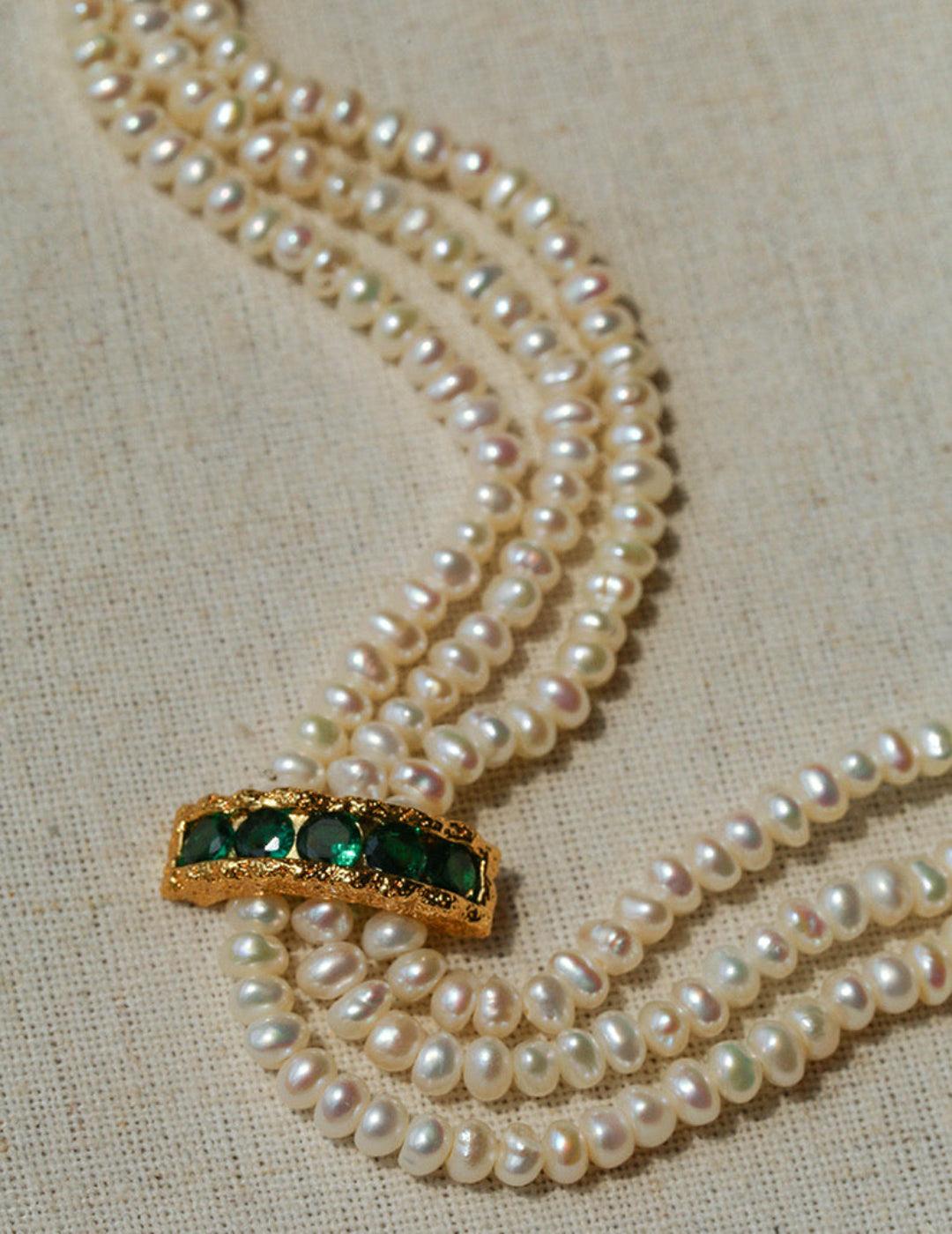 Vintage Multi-layered Natural Pearl Necklace - Gembea Jewelry