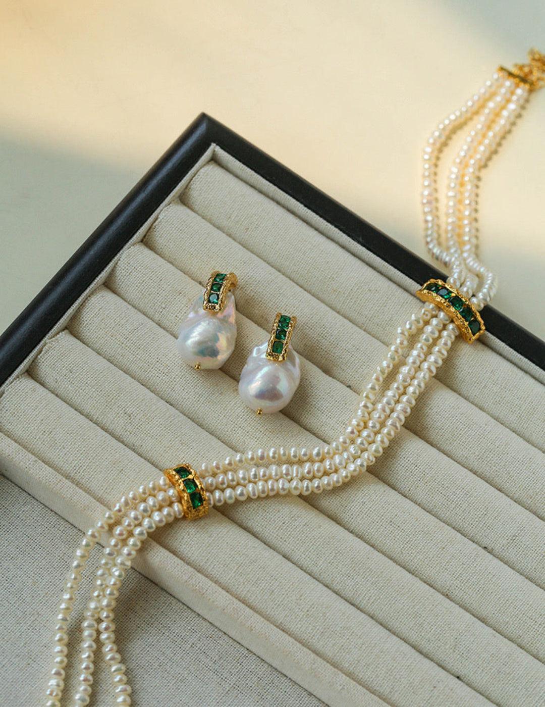 Vintage Natural Pearl Baroque Earrings - Gembea Jewelry