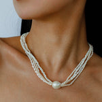 Vintage Multi-layered Pearl Shell Necklace gembea jewelry-
