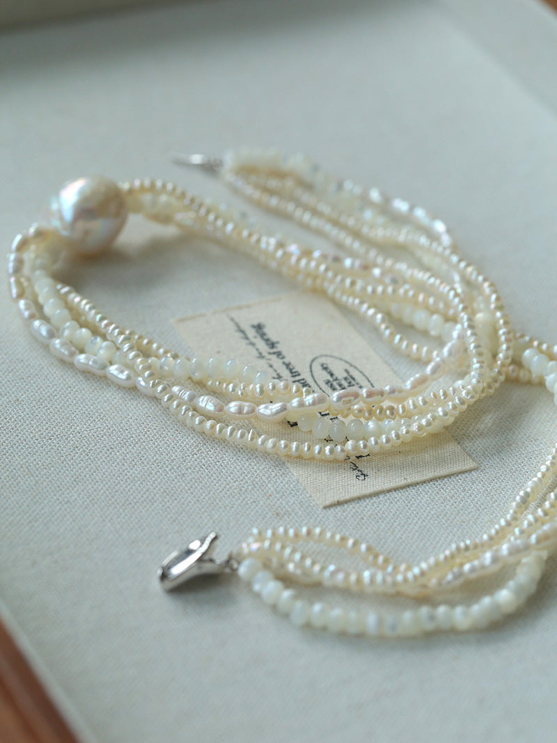 Vintage Multi-layered Pearl Shell Necklace gembea jewelry-