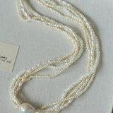 Vintage Multi-layered Pearl Shell Necklace gembea jewelry-