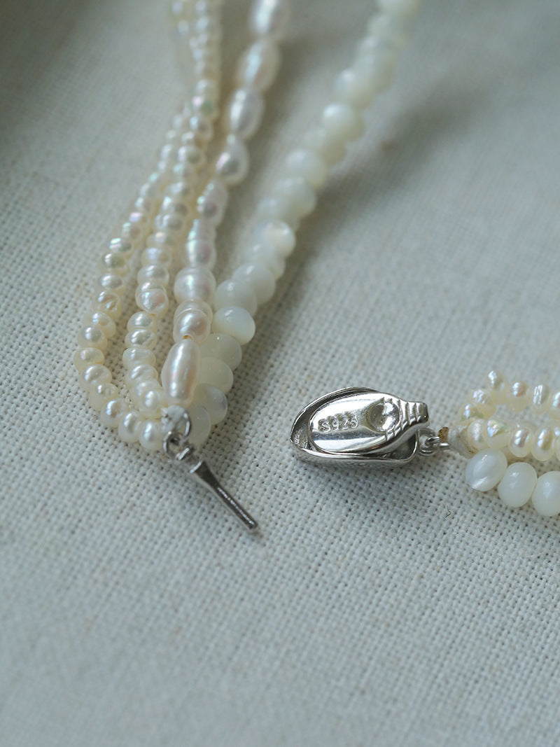 Vintage Multi-layered Pearl Shell Necklace gembea jewelry-