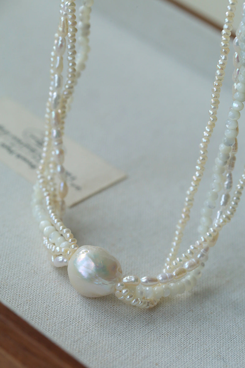 Vintage Multi-layered Pearl Shell Necklace gembea jewelry-