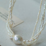Vintage Multi-layered Pearl Shell Necklace gembea jewelry-