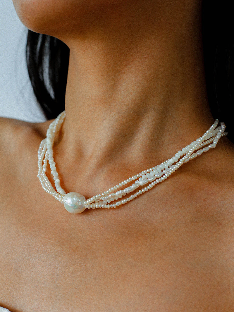 Vintage Multi-layered Pearl Shell Necklace gembea jewelry-