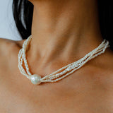 Vintage Multi-layered Pearl Shell Necklace gembea jewelry-