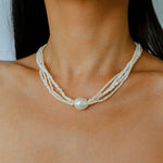 Vintage Multi-layered Pearl Shell Necklace gembea jewelry-