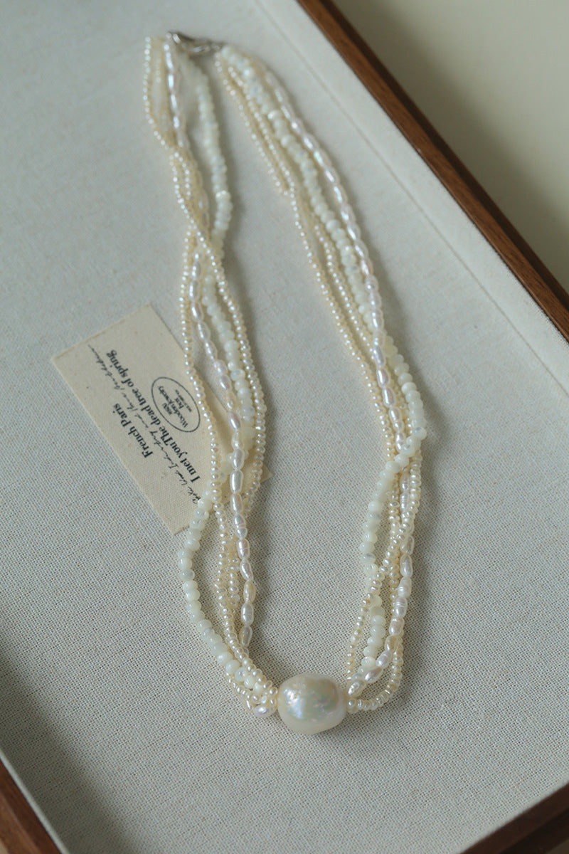 Vintage Multi-layered Pearl Shell Necklace gembea jewelry-