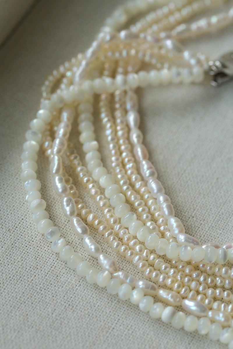 Vintage Multi-layered Pearl Shell Necklace gembea jewelry-