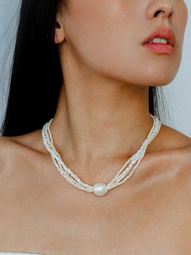Vintage Multi-layered Pearl Shell Necklace gembea jewelry-