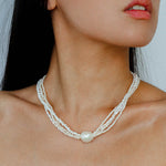 Vintage Multi-layered Pearl Shell Necklace gembea jewelry-