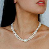 Vintage Multi-layered Pearl Shell Necklace gembea jewelry-