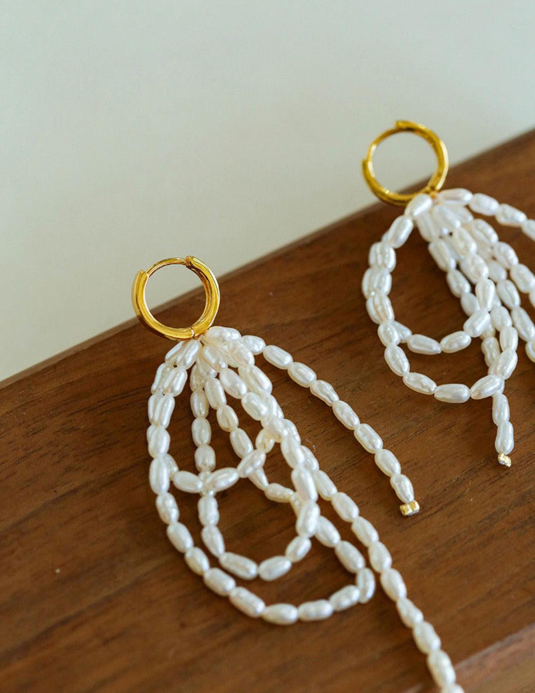Vintage French Natural Pearl Baroque Earrings - Gembea Jewelry
