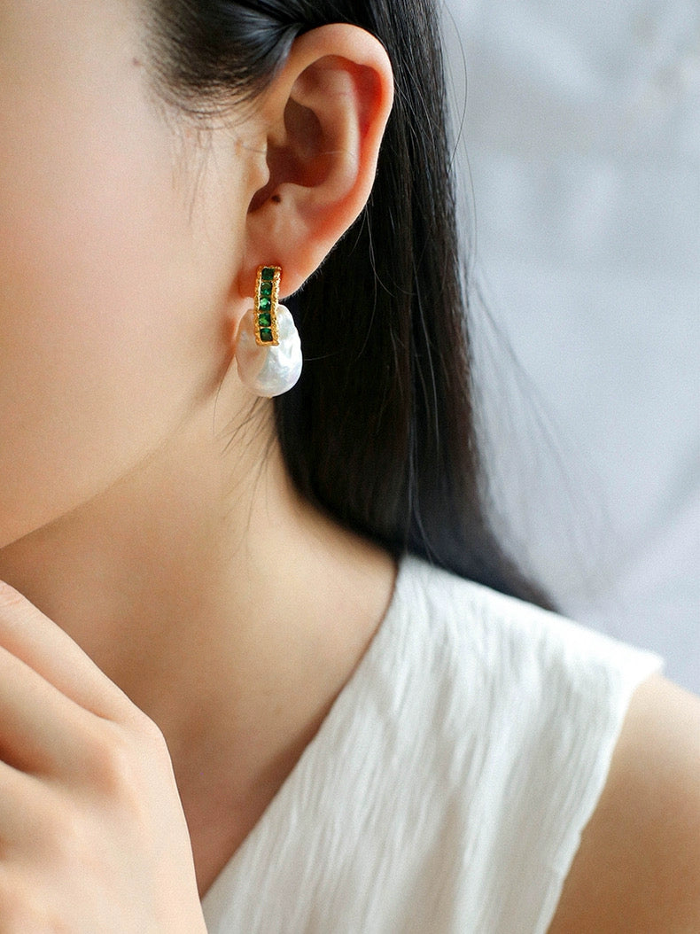 Vintage Natural Baroque Pearl Earrings gembea jewelry