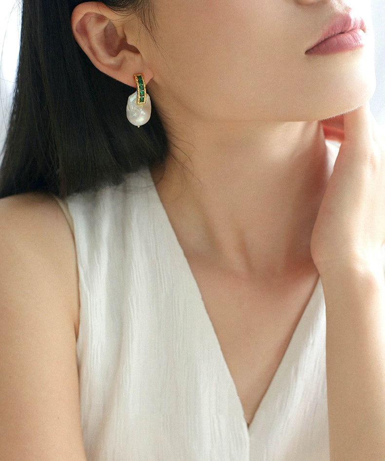 Vintage Natural Baroque Pearl Earrings gembea jewelry