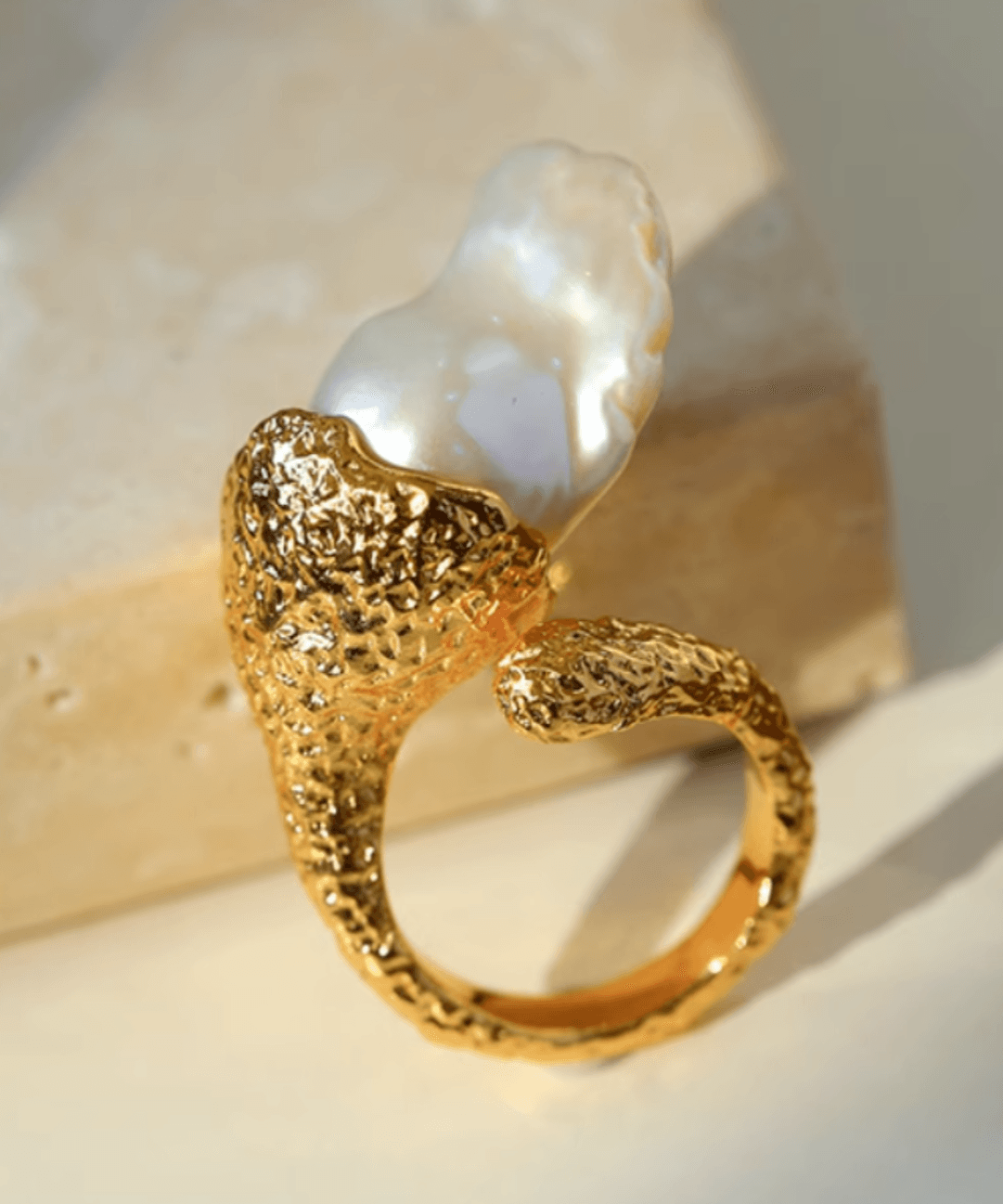 Natural Baroque Pearl Open Ring - Gembea Jewelry