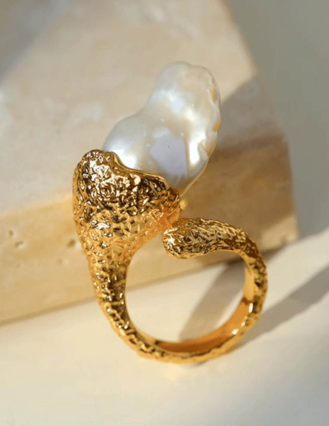 Natural Baroque Pearl Open Ring - Gembea Jewelry