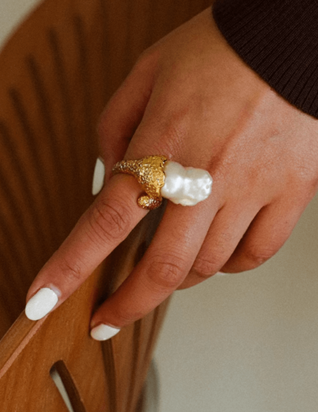 Natural Baroque Pearl Open Ring - Gembea Jewelry