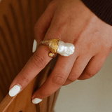 Natural Baroque Pearl Open Ring - Gembea Jewelry