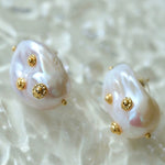 Vintage Natural Baroque Pearl Stud Earrings