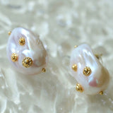 Vintage Natural Baroque Pearl Stud Earrings
