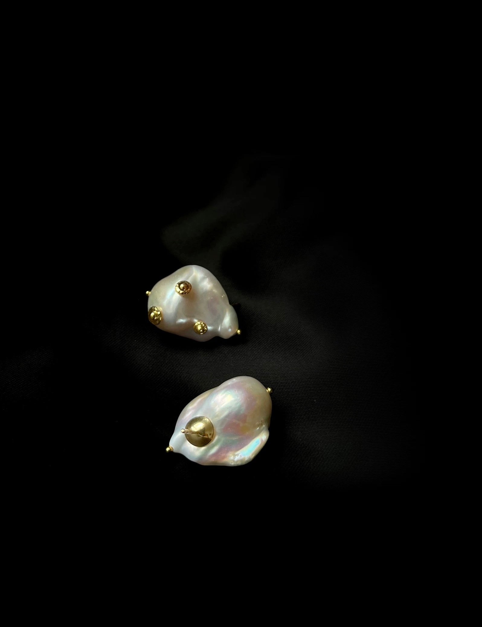 Vintage Natural Baroque Pearl Stud Earrings