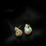 Vintage Natural Baroque Pearl Stud Earrings