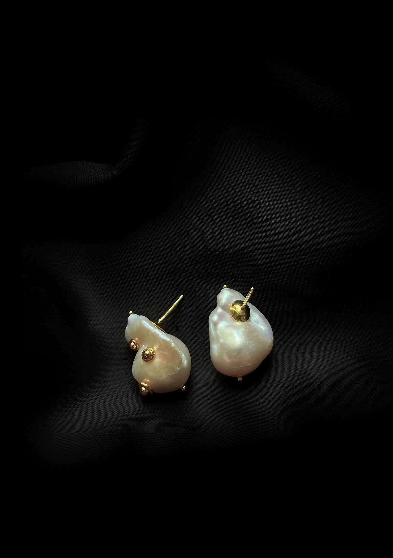 Vintage Natural Baroque Pearl Stud Earrings